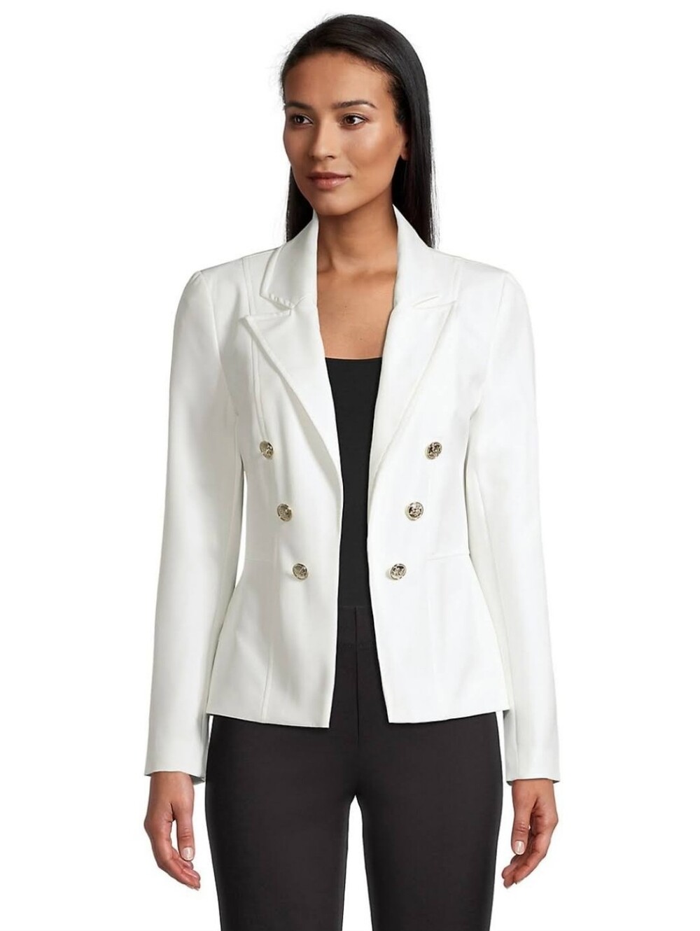 NWT Lipsy White Double-Breasted Blazer with Gold Buttons Sz 4